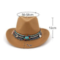 Miniatyrbillede 3 af 5: Afslappet Unisex Voksen Cowboy Hat Fedoras Kasketter Solhat Jazz Top Hat Kostume til Strand (Lysebrun)