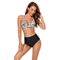 Miniatyrbild 1 av 5: Kvinnors högmidjade bikinis set push up bikini baddräkt tvådelad baddräkt badkläder kostym（2XL leopardtryck）