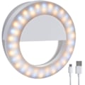 Miniatyrbillede 1 af 5: 1 stk. Selfie Ring Light, [3 lystilstande] [Genopladelig] med dobbelt række LED-lys, 4-trins klips på mini små cirkellys kompatibel med iPhone 11 12 Pro X Xr Xs Max 7 8 iPad bærbare computere