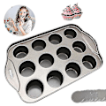 Miniatyrbillede 1 af 2: 12 Mini Kagebakke Ostekage Kop Non Stick Muffin Cupcake Bageform Pan