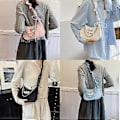 Miniatyrbillede 2 af 5: Mode Sløjfer Retro Håndtaske Til Damer Alsidig PU Læder Underarmstaske Casual Skuldertaske Crossbody Taske Sort Black