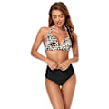 Miniatyrbild 3 av 5: Kvinnors högmidjade bikinis set push up bikini baddräkt tvådelad baddräkt badkläder kostym（2XL leopardtryck）