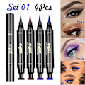 Pikkukuva 2 / 2: 4 väriä siivekäs eyeliner-leimasinsetti, siipi vedenpitävä eyeliner-leimasintyökalu Wingliner, musta punainen vaaleanpunainen vihreä（B）