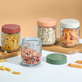 Miniatyrbild 5 av 7: 4-pack 300 ml glasburkar för overnight oats med glaslock, lämpliga för overnight oat-sallad, frukt-yoghurtpudding, med tättslutande skruvlock