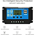 Miniatyrbillede 5 af 5: Solpanel-controller 12v/24v Pwm Auto Parameter Justerbar LCD-skærm Solpanel Batteriregulator Med Dobbelt USB-port 50A