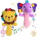 Miniatyrbild 2 av 4: Mjuk plysch baby vev vev - Elefant & Lejon (2-pack)