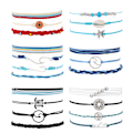 Miniatyrbilde 1 av 6: 21 stk Strand Ankelkjeder for Kvinner Justerbar Ankelkjede Armbånd for Kvinner Vanntette Håndlagde Tau Ankelkjede Sett Fargerike Boho Sommer Fot Smykker