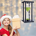 Miniatyrbillede 4 af 5: Grøn sand timer ur glas 45 minutter hjem ornament skrivebord dekoration