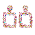 Miniatyrbilde 1 av 3: Rektangulære strass-dangle-øreringer firkantede strass-øreringer