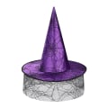 Miniatyrbild 3 av 5: Halloween Häxhatt Gasväv Häxhatt Bredbrättad Trollkarlhatt Halloween Spetsig Hatt Trollkarl Kostym Lila