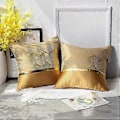 Miniatyrbillede 4 af 4: 2 stk. dekorative pudebetræk med guld bølgedesign, blødt polyesterstof til sofa, soveværelse, stue