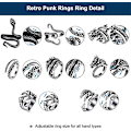 Miniatyrbild 3 av 3: Vintage Punk Ringar Set för Män Kvinnor Orm Öppen Groda Ring Knuckle Stacking Ringar Justerbar Punk Ring Set, 8/24pcs（24 st）