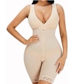 Miniatyrbilde 2 av 5: Midjetrener Bodysuit for kvinner Tummy Control Full Body Shaper Open Bust Shapewear Lår Slankere Korsett（4XL Beige）