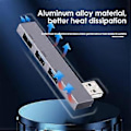 Miniatyrbillede 2 af 5: 3 I 1 USB Hub 3 Port USB 3.0 Adapter Bærbar Mini Dockingstation Ultratynd 5Gbps/480Mbps 02 3 IN 1