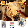 Miniatyrbild 3 av 7: Julkrans med belysning, 2M 20 LED-julljus med tallkottar, batteridriven