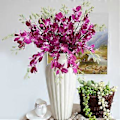 Miniatyrbillede 5 af 5: Kunstig blomst til hjemmet og bryllup, A4 lilla orkidé enkelt stilk