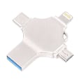 Miniatyrbillede 2 af 3: 4 i 1 USB-flashdrev kompatibel med iPhone, Micro USB og Type C-enheder (sølv)
