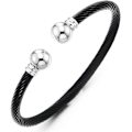 Miniatyrbillede 1 af 4: Justerbar rustfrit stål snoet kabel manchet armbånd til