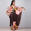 Miniatyrbild 1 av 5: Kvinnors tryckta maxiklänning fladdermusärm strandklänning plus size solklänning strandkläder kaftan cover-ups Dn0506