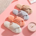Miniatyrbillede 2 af 4: Dames kunstig pels tøfler, varm grå flip flops, hjemmesko med åbne tæer, egnet til piger 38-39