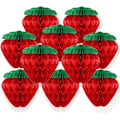 Miniatyrbilde 1 av 5: 10 stk. 6-tommers papir jordbær honeycomb baller for dekorasjon