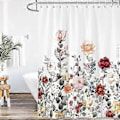 Miniatyrbillede 1 af 2: Blomstret Bruseforhæng, Bruseforhæng Badeværelse, Vandtæt Hurtigtørrende Polyesterstof Badeværelse Bruseforhængssæt, Maskinvaskbart 183 cm B x