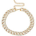 Miniatyrbilde 1 av 4: Rhinestone Curb Cuban Link Chain Choker for Kvinner Unisex Cool Hip Hop Miami Cuban Diamond-cut Chain
