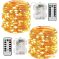 Miniatyrbillede 1 af 5: 100 Leds 10m Lyskæde Timerfunktion Med Fjernbetjening Ip65 Vandtæt Indendørs- Varm Hvid (2stk)