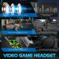 Miniatyrbilde 3 av 5: Gaming headset Blå LED-belysning Variabelt hodebånd