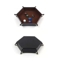 Miniatyrbillede 5 af 5: Dobbeltsidet terningbakke foldbar PU læder rektangel og orange fløjl terningholder til Dungeons and Dragons DG terninger Ding og andre bordspil