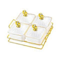 Miniatyrbilde 2 av 5: Tørket Frukt Snack Serveringsfat Appetittvekkerserveringsbrett Nordisk Nøttebrett Delt Serveringsfat for Fest Appetittvekker Krydder (4 Skåler Hvit) 4 Bowl White