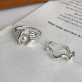 Miniatyrbillede 5 af 6: Enkel perle ring, 2 stk. pigering, justerbar