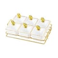 Miniatyrbilde 5 av 5: Tørket Frukt Snack Serveringsfat Appetittvekkerserveringsbrett Nordisk Nøttebrett Delt Serveringsfat for Fest Appetittvekker Krydder (6 Skåler Hvit) 6 Bowl White