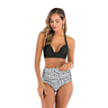 Miniatyrbild 3 av 5: Kvinnors högmidjade bikinis set push up bikini baddräkt tvådelad baddräkt badkläder kostym（S ränder）