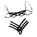 Miniatyrbild 2 av 5: Rem strippig sexig underkläder lapptäcke stålbygel underkläder bikini split openwork trepunkts underkläder set