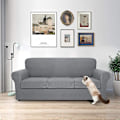 Miniatyrbillede 4 af 5: Udskiftning af sofa sædebetræk stof strækbart beskytter pudebetræk sofa slip（2 sæder lysegrå）