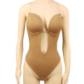 Miniatyrbilde 1 av 5: Kvinners dyp V-hals Body Shaper Ryggløs BH Body Shapewear U Plunge Sømløs Thong Full Bodysuits Kaffe（L）