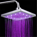 Miniatyrbilde 2 av 6: LED-dusjhode, 8 tommers firkantet temperaturkontroll, 3 fargeendringer ABS kromfinish, 12 stk LED-dusjhode for bad