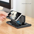 Miniatyrbillede 3 af 5: Justerbar vertikal bærbar computer stand til skrivebord, notesbogsholder med telefonstand, desktop dock 3 i 1 pladsbesparende sort