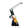 Miniatyrbillede 4 af 4: LED-skrivebordslampe 3 i 1 bordlampe 3 dæmpbare niveauer hurtig Qi trådløs oplader foldbar læselampe med ur（sort）