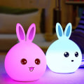 Miniatyrbillede 2 af 3: Kanin LED Nattelys Multicolor Silikone Touch USB Lyssensor Sengelampe