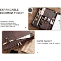 Miniatyrbillede 3 af 5: Personlig A4-attachémappe i læder med lynlås, notesblokholder, foldbar arrangør, mørkebrun, gave til mænd