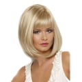 Miniatyrbild 3 av 5: Peruk dam kort rakt ljusblond kemisk fiber peruk set, blond peruk set