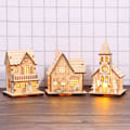 Miniatyrbillede 4 af 5: Træ Julelandsby LED-belysning Træ Julehus, Sno