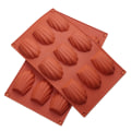 Miniatyrbillede 1 af 6: (9 Hulrum Brun) Mini Madeleine Silikonform 2 Stykker Non-Stick Madeleine Form Madeleine Form til Chokolade Mousse Muffin Budding