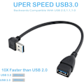 Pikkukuva 4 / 5: USB 3.0 -jatkokaapeli - ylös- ja alaspäin kulma - uros-naaras - 2 paria