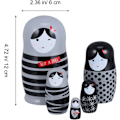 Miniatyrbillede 2 af 5: 5 stk. Sort Træ Matryoshka Dukke Russiske Nesting Dukker 5 Stykker
