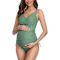 Miniatyrbillede 1 af 3: Solid Kvinders Graviditetsbadedragt Retro Plum Wrap Front Tankini (2XL)