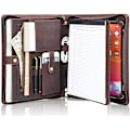 Miniatyrbillede 1 af 5: Personlig A4-attachémappe i læder med lynlås, notesblokholder, foldbar arrangør, mørkebrun, gave til mænd