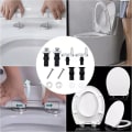 Pikkukuva 2 / 6: WC-istuimen saranat, WC-istuimen kiinnitystarvikkeet. WC-istuimen kiinnitysruuvit ja -tapit. WC-istuimen kiinnitys. WC-kannen kiinnitys
